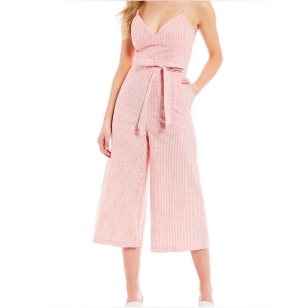 NWT Gianni Bini Striped Crop Leg Jumpsuit Size 4 Wide leg Cotton